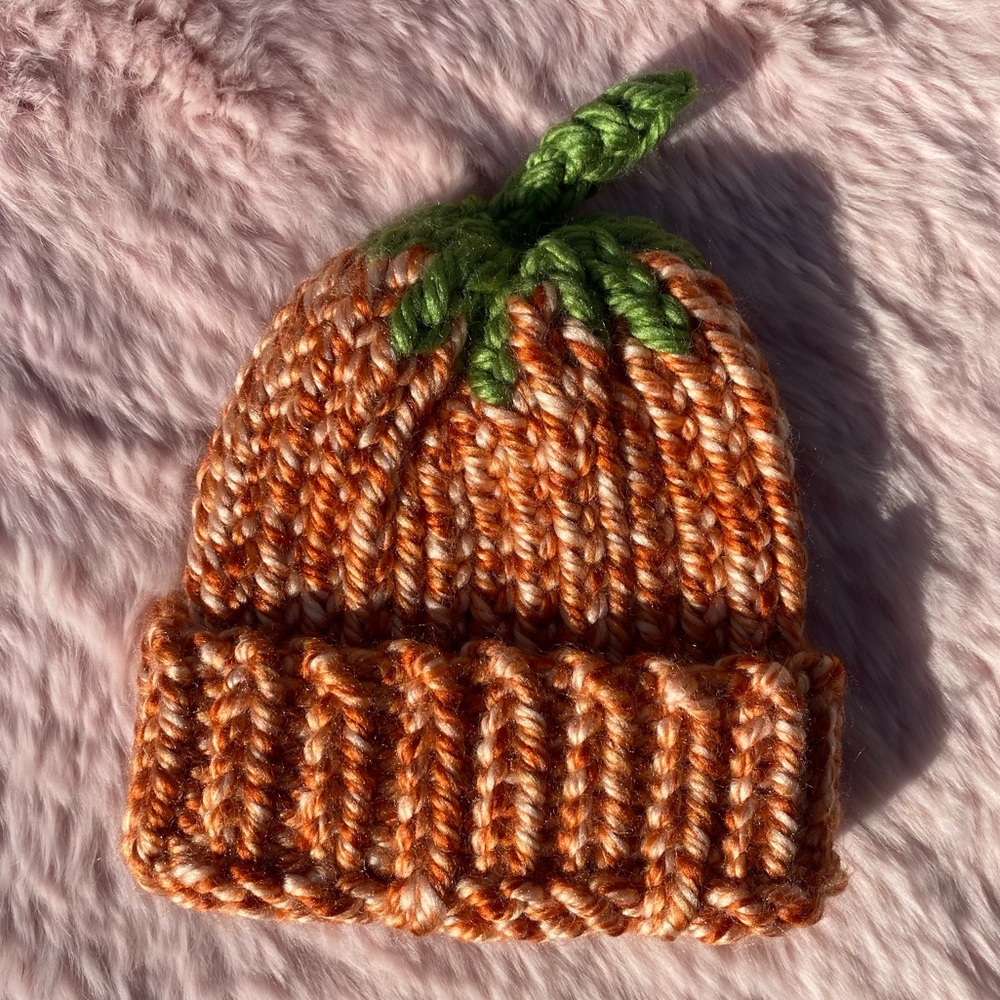 Kids Knitted Speckled Pumpkin Hat